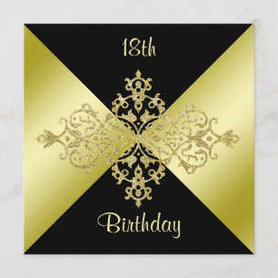 Black & Gold Elegance 18th Birthday Invitation