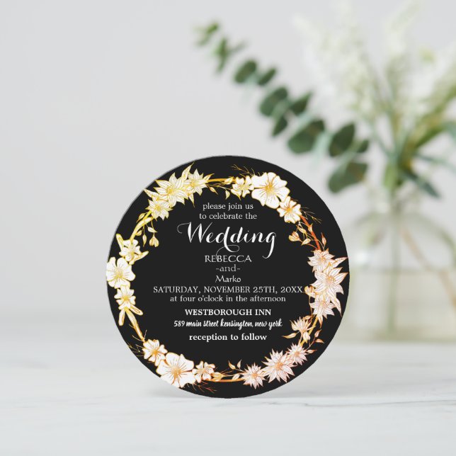 Black gold elegance invitation (Standing Front)