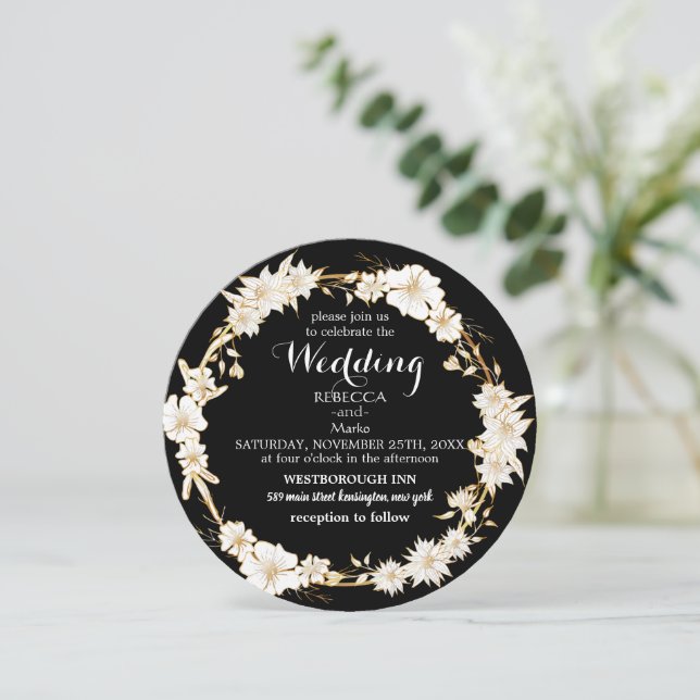 Black gold elegance invitation (Standing Front)