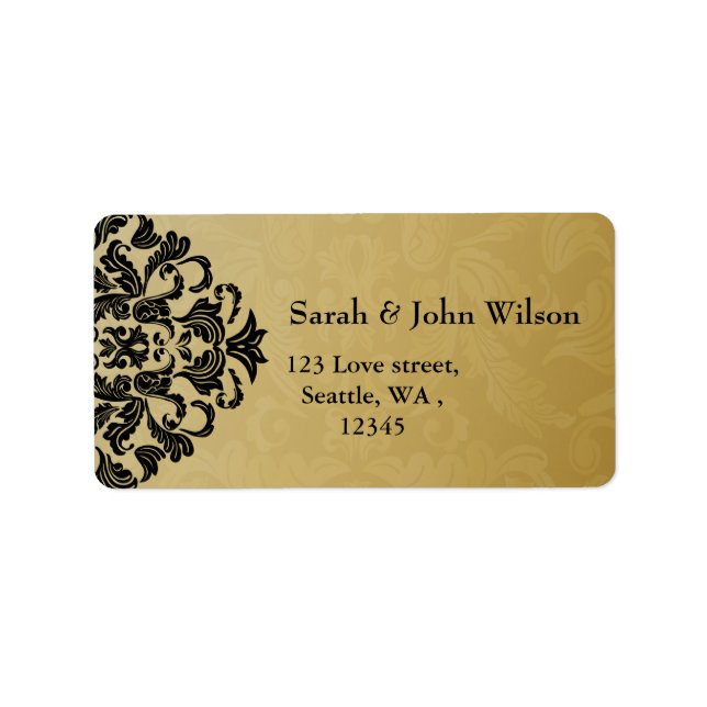 black gold elegance return address label (Front)