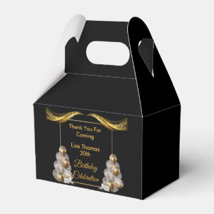 Black Gold Elegant 30th Birthday Party Favour Box