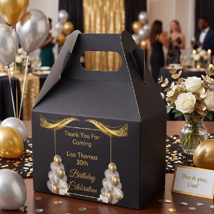 Black Gold Elegant 30th Birthday Party Favour Box