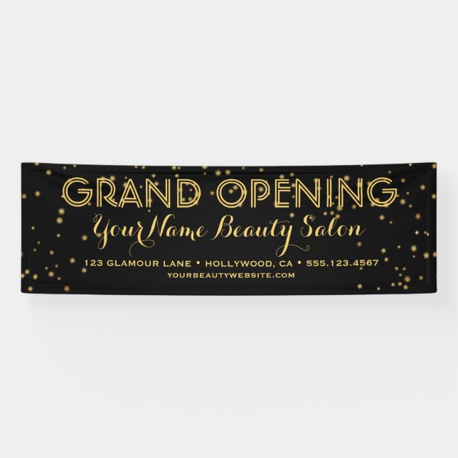 Black Gold Elegant Business Boutique Grand Opening Banner (Horizontal)