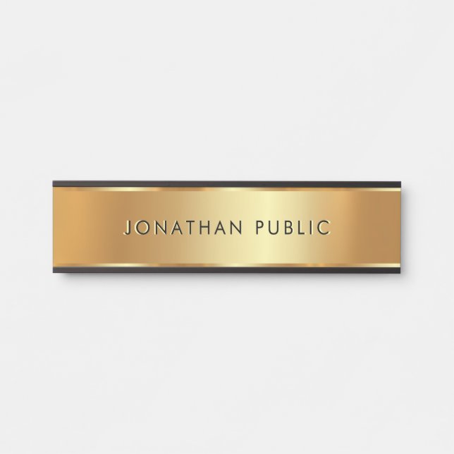 Black & Gold Elegant Business School Home Office Door Sign (Front)