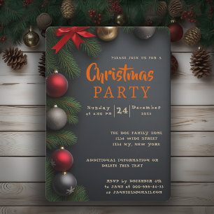 Black gold elegant Christmas Party Invitation