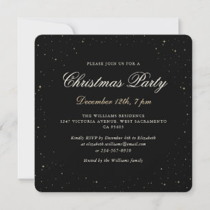 Black Gold Elegant Christmas Party Invitation