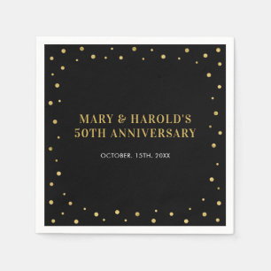 Black & Gold   Elegant Classic Wedding Anniversary Napkin
