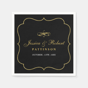 Black & Gold   Elegant Classic Wedding Napkin