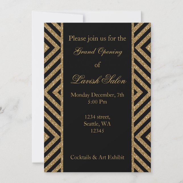 black gold Elegant Corporate party Invitation (Front)