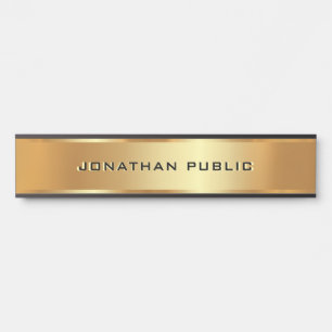 Black & Gold Elegant Custom Text Name Template Door Sign