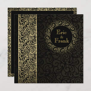 Black Gold Elegant Formal Wedding Invitation