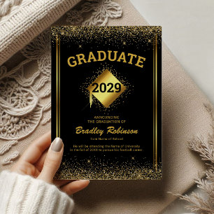 Black Gold Elegant Graduation Announcement