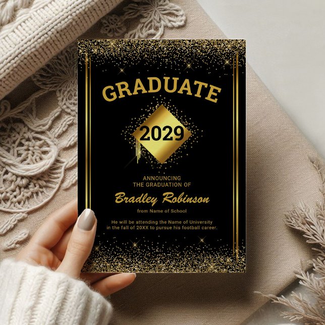 Black Gold Elegant Graduation Announcement (Creator Uploaded)