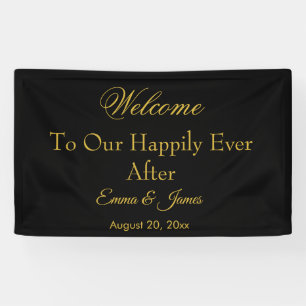 Black & Gold Elegant Happily Ever After Wedding  Banner