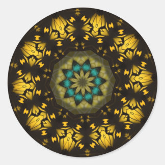 Black & Gold Elegant Kaleidoscope Classic Round Sticker