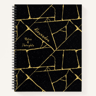  Black Gold Elegant Kintsugi Japanese Style Notebook