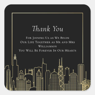 Black Gold Elegant Las Vegas Destination Wedding   Square Sticker