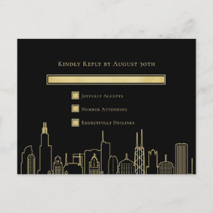 Black Gold Elegant Las Vegas Wedding RSVP Card