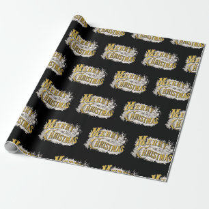 Black Gold Elegant Merry Christmas Rustic Vintage Wrapping Paper