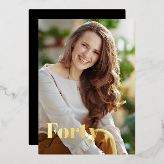 Black Gold Elegant Modern Minimalist 40th Birthday (Front/Back)