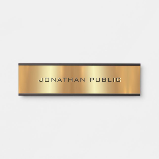 Black & Gold Elegant Modern Template Glamourous Door Sign (Front)
