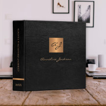 Black gold elegant monogrammed leather classy