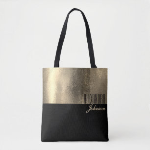 Black Gold Elegant Name Tote Bag