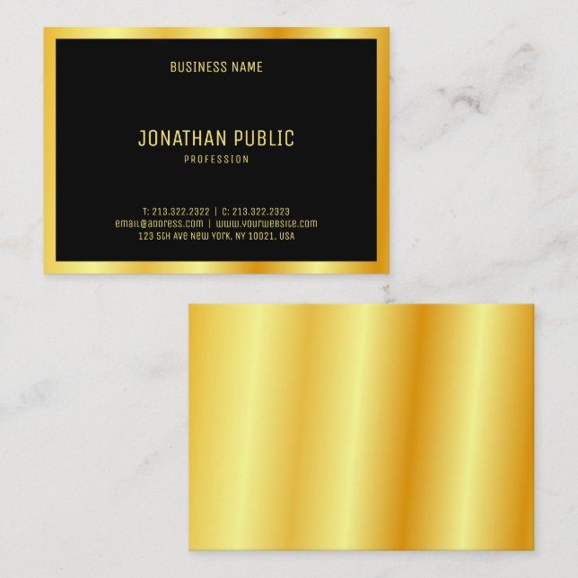 Black Gold Elegant Personalised Template Modern Business Card (Front/Back)