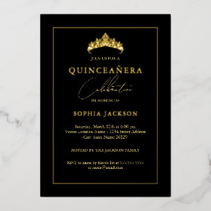 Black Gold Elegant Quinceanera 15th