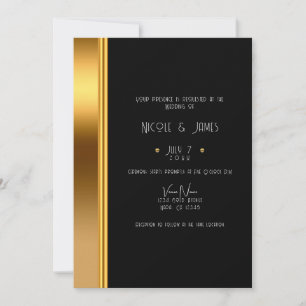 Black & Gold Elegant Royal Glam Wedding     Invitation