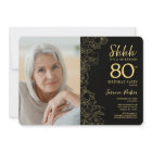 Black Gold Elegant Surprise Photo 80th Birthday