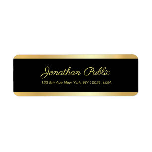 Black Gold Elegant Template Modern Return Address