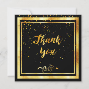 Black gold elegant thank you  card
