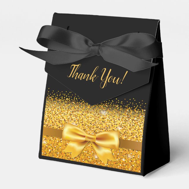 Black gold elegant Thank You Favour Box (Front Side)