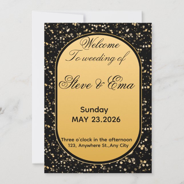 Black & Gold Elegant Wedding Invitation | Luxury R (Front)