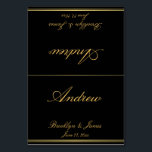 Black Gold Elegant Wedding Place Cards Table Cards<br><div class="desc">Black and gold elegant wedding place cards table cards with customisable text</div>