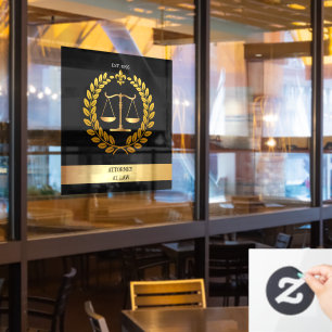 Black&Gold emblem Scales of Justice lawyer Window Cling
