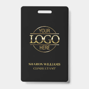 Black & Gold Employee ID with Custom Business Logo Badge