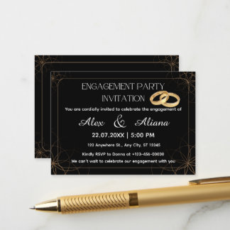 Black Gold Engagement Invitation
