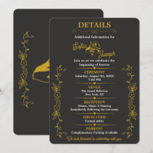 Black Gold Engagement Party Details Card