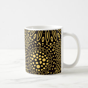 Black Gold Ethnic Floral Pattern Coffee Mug