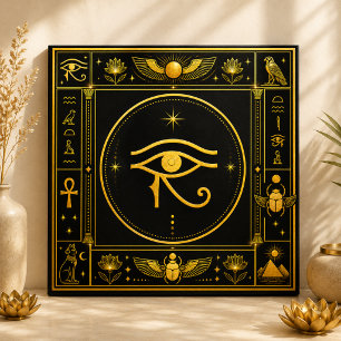 Black Gold Eye of Horus Egyptian Symbol Decor Tile