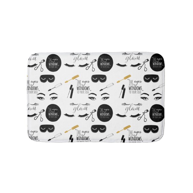 Black Gold Eyelashes Glam Bath Mat (Front)