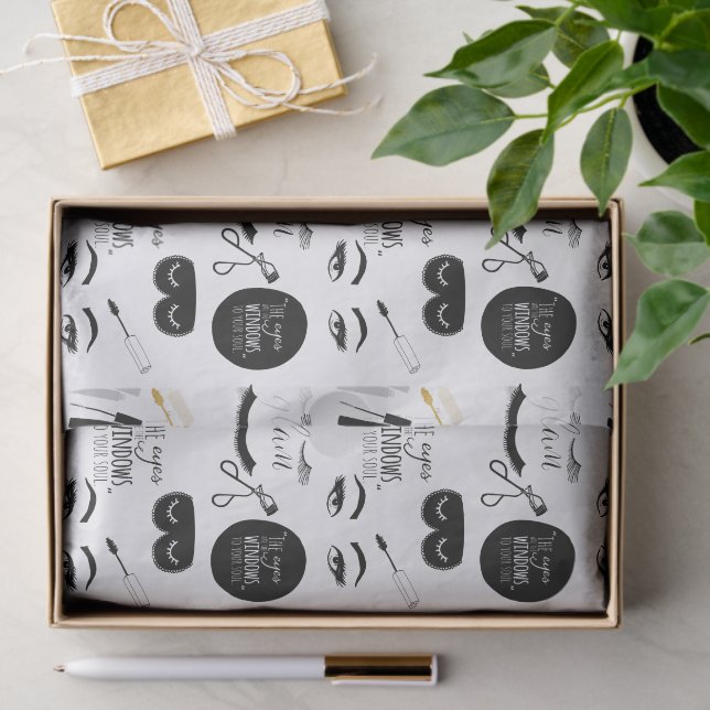 Black Gold Eyelashes Glam Birthday Tissue Paper (Gift)