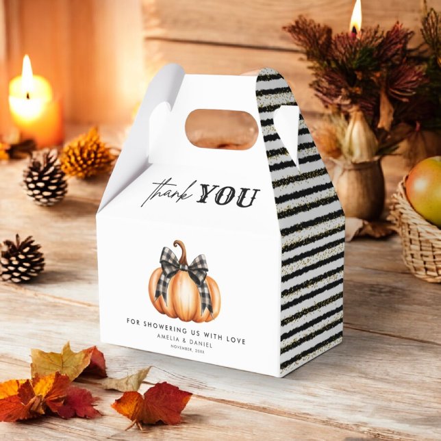Black Gold Fall Pumpkin Baby Shower Favour Box (Creator Uploaded)