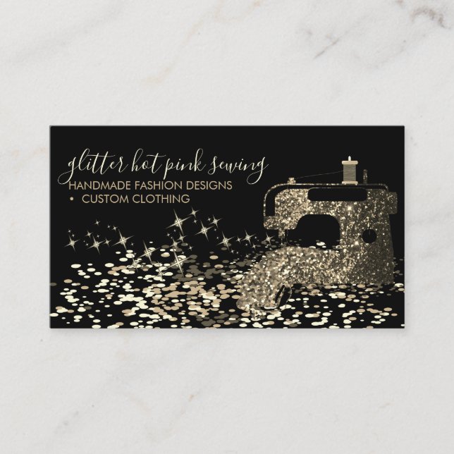 Black Gold Fashion Stylist Quilting Sewing Business Card (Front)