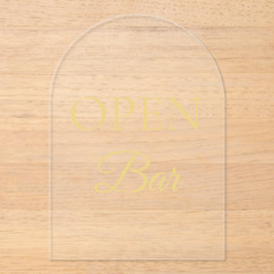 Black & Gold Faux Foil Arch Acrylic Open Bar Sign Invitations