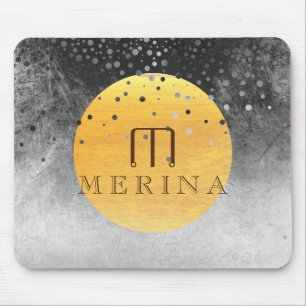 Black Gold Faux Foil Confetti Glitter Moon Mouse Mat