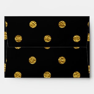 Black & Gold Faux Foil Polka Dots Envelopes