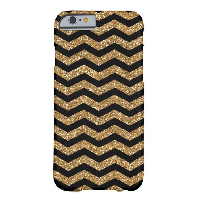 Black Gold Faux Glitter Chevron Case-Mate iPhone Case (Back)
